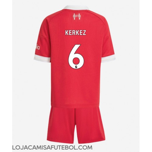 Camisa de Futebol Liverpool Milos Kerkez #6 Equipamento Principal Infantil 2025-26 Manga Curta (+ Calças curtas)